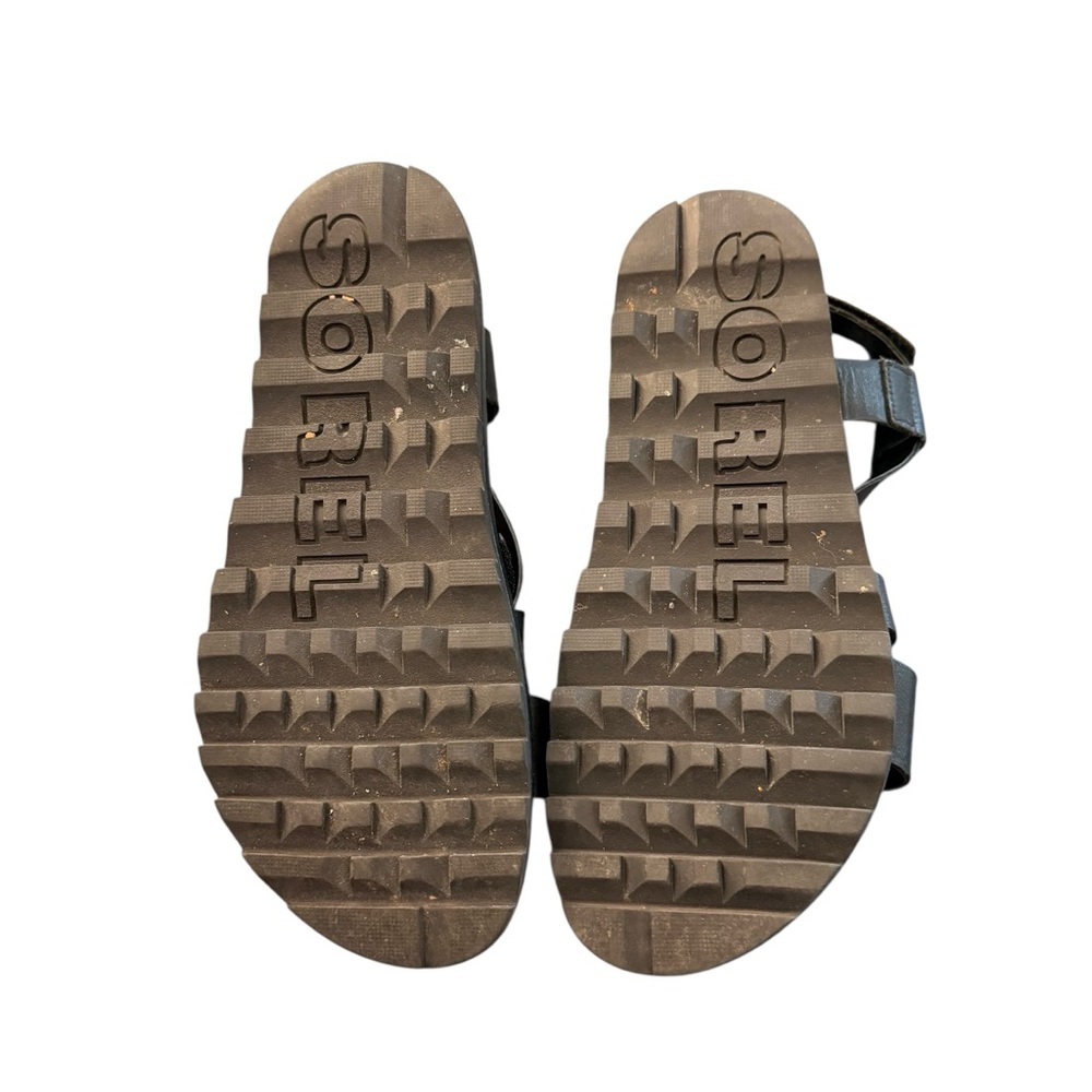 Sorel Black Cross-Strap Platform Studded Athleisure Sandals - Picture 7 of 14